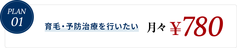 育毛・予防治療を行いたい 月々780円