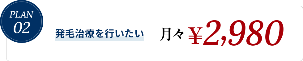 発毛治療を行いたい 月々2,980円