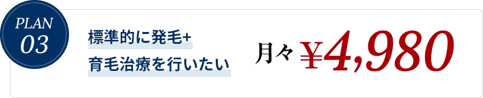 標準的に発毛+育毛治療を行いたい 月々4,960円